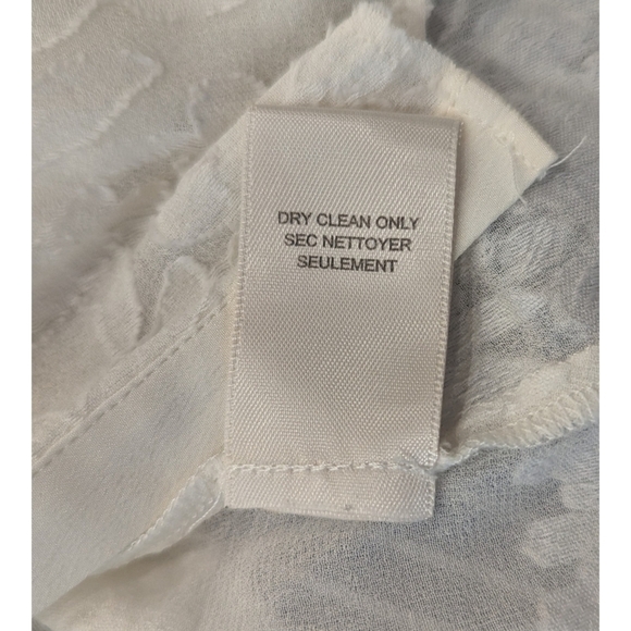 Rebecca Taylor White Burn Out Floral Long Sleeve Button Down Blouse Size 12 - Picture 8 of 9